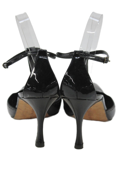 Manolo Blahnik Womens Leather Pointed Toe D'Orsay Heels Shoes Black Size 11.5