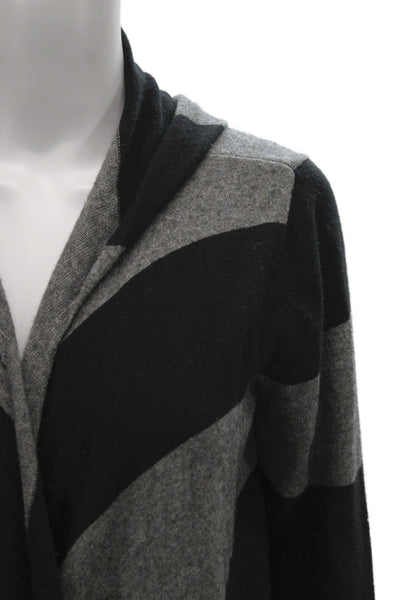 C&C California Unisex Striped Black Cotton Cashmere Cardigan Long Sleeve Size S