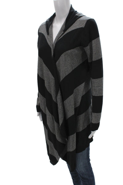 C&C California Unisex Striped Black Cotton Cashmere Cardigan Long Sleeve Size S