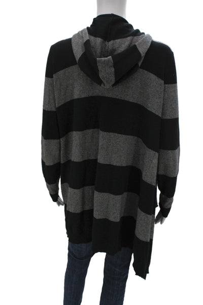 C&C California Unisex Striped Black Cotton Cashmere Cardigan Long Sleeve Size S