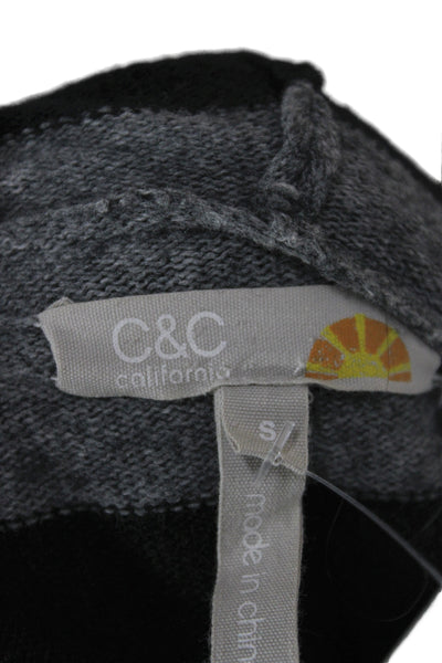 C&C California Unisex Striped Black Cotton Cashmere Cardigan Long Sleeve Size S