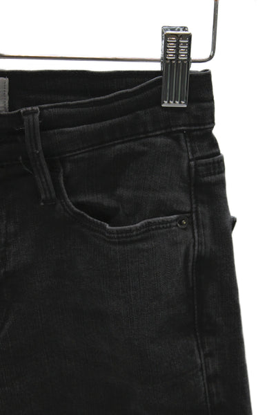Frame Denim Womens Ankle Cropped Skinny Jeans Dark Gray Mid Rise Button Size 25