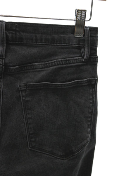 Frame Denim Womens Ankle Cropped Skinny Jeans Dark Gray Mid Rise Button Size 25