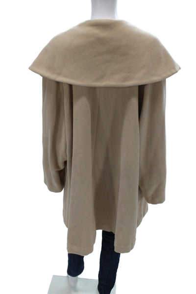 Fendi Womens Beige Wool Cashmere Overcoat Button Classic Size L