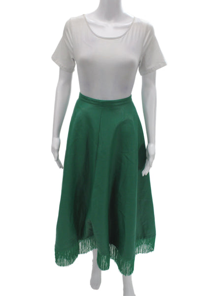Maeve Anthropologie Women A-Line Midi Skirt Green Polyester Size 8
