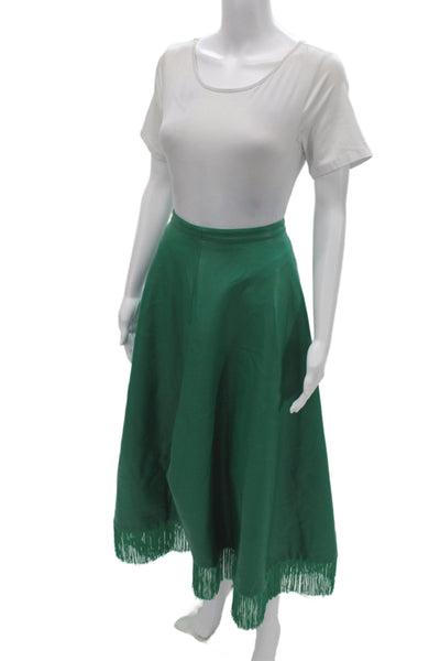 Maeve Anthropologie Women A-Line Midi Skirt Green Polyester Size 8