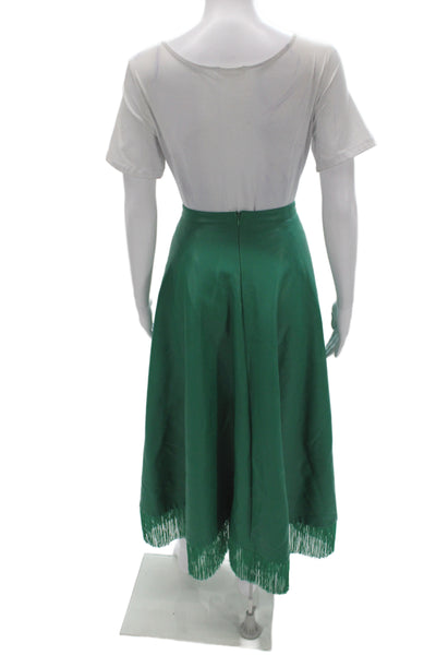 Maeve Anthropologie Women A-Line Midi Skirt Green Polyester Size 8