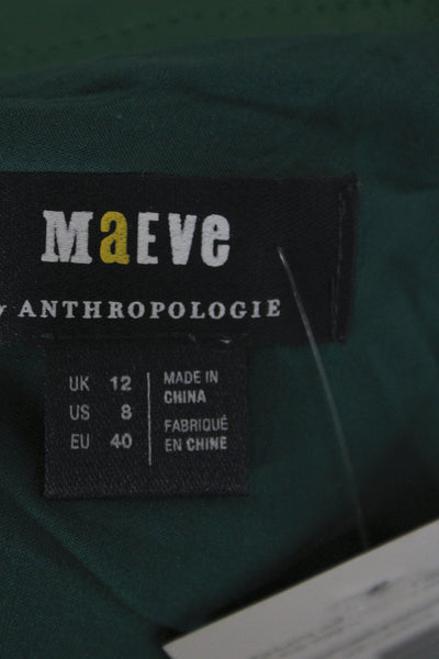 Maeve Anthropologie Women A-Line Midi Skirt Green Polyester Size 8