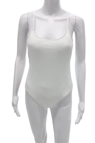 Andie Womens One Piece Swimsuit White Recycled Nylon Spandex Size M