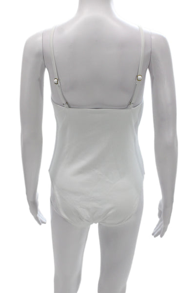 Andie Womens One Piece Swimsuit White Recycled Nylon Spandex Size M