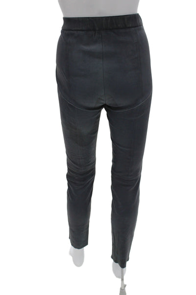 J Crew Womens Black Leather Ankle Jeggings Size 4