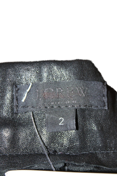 J Crew Women Jeggings Black Leather Spandex Designer Pants Size 2
