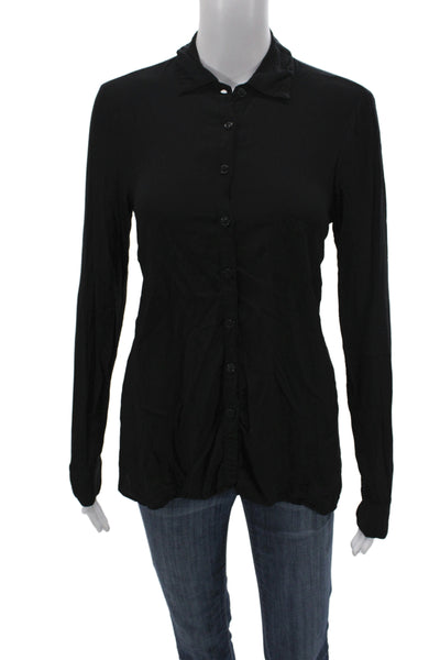 Splendid Womens Black Collared Button-Up Long Sleeve Basic Rayon Top Size S
