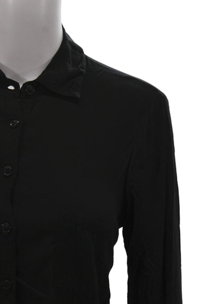 Splendid Womens Black Collared Button-Up Long Sleeve Basic Rayon Top Size S