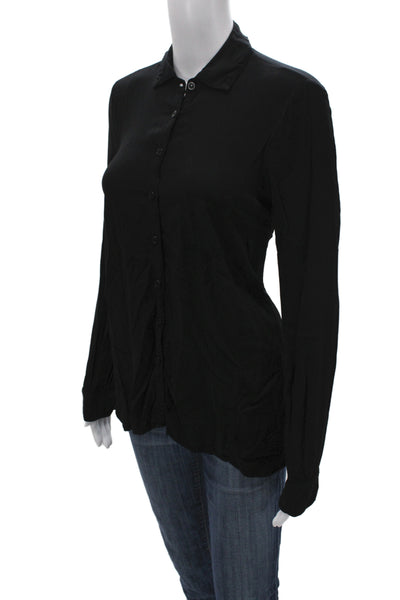 Splendid Womens Black Collared Button-Up Long Sleeve Basic Rayon Top Size S
