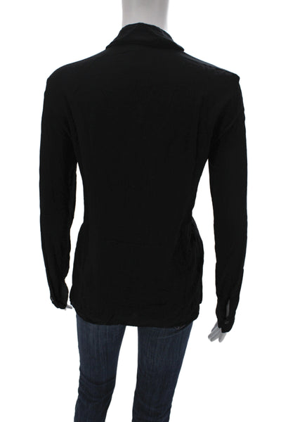 Splendid Womens Black Collared Button-Up Long Sleeve Basic Rayon Top Size S