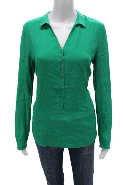 Gerry Weber Women Green Collared Button Up Blouse Long Sleeve Viscose Size 36