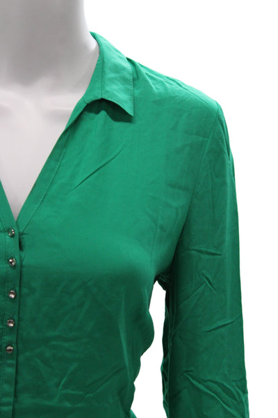 Gerry Weber Women Green Collared Button Up Blouse Long Sleeve Viscose Size 36