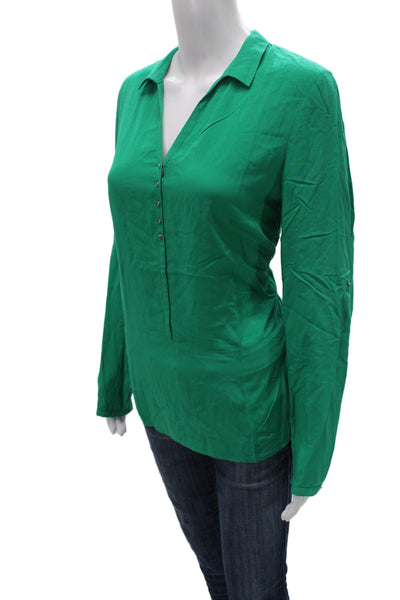 Gerry Weber Women Green Collared Button Up Blouse Long Sleeve Viscose Size 36