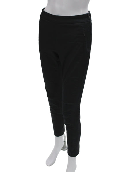 Marc Cain Womens Ankle Cropped Black Pants Zip Cotton Blend Size 2