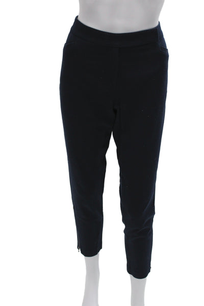 Magaschoni Women Cropped Ankle Pants Dark Blue Cotton Spandex Zip Size 4