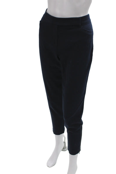 Magaschoni Women Cropped Ankle Pants Dark Blue Cotton Spandex Zip Size 4
