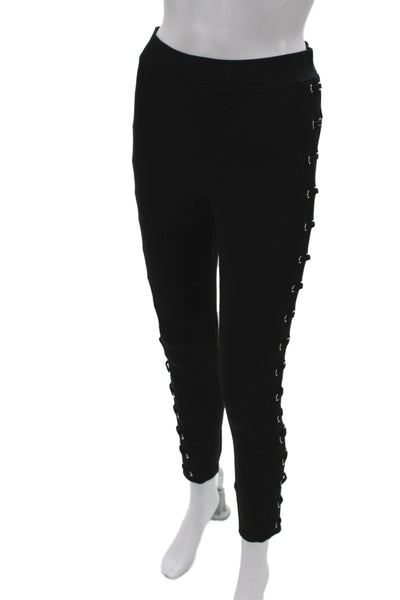 Free Generation Womens Black Gothic Cropped Ankle Lace Up Pants Viscose Size S