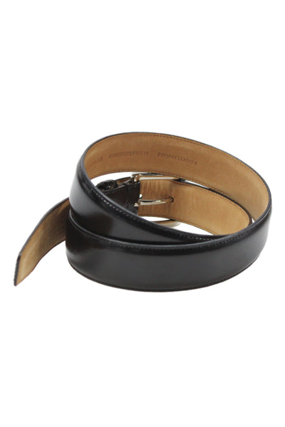 Cole Haan Mens Patent Leather Silver Tone Medium Belt Black Size 32