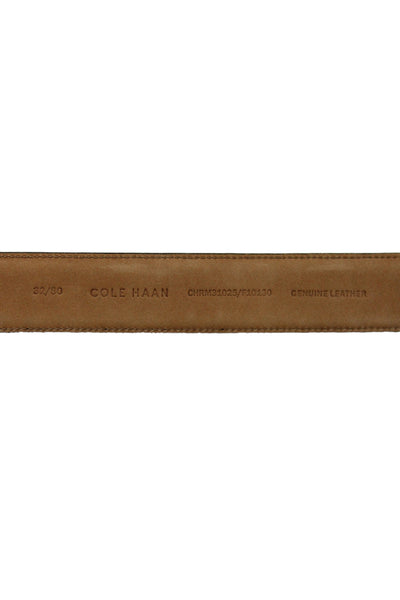 Cole Haan Mens Patent Leather Silver Tone Medium Belt Black Size 32