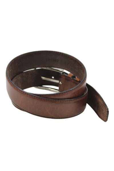 Cole Haan Mens Leather Silver Tone Belt Saddle Brown Size 32