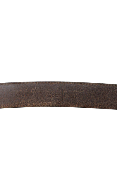 Cole Haan Mens Leather Silver Tone Belt Saddle Brown Size 32