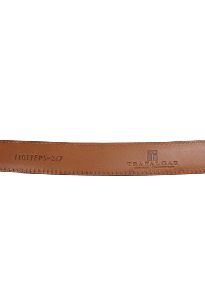 Trafalgar Mens Leather Silver Tone Belt Cognac Brown Size 34