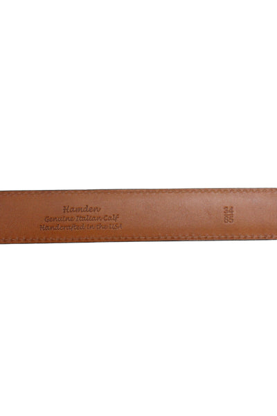Trafalgar Mens Leather Silver Tone Belt Cognac Brown Size 34