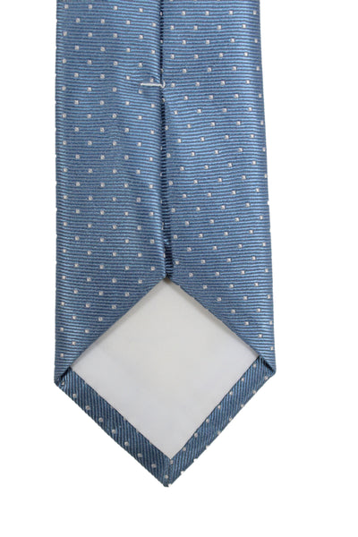 The Tie Bar Mens Silk Polka Dot Skinny Necktie Blue White