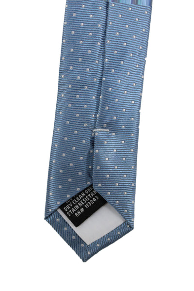 The Tie Bar Mens Silk Polka Dot Skinny Necktie Blue White