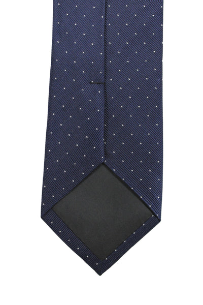 J Crew Mens Silk Polka Dot Skinny Necktie Navy Blue White