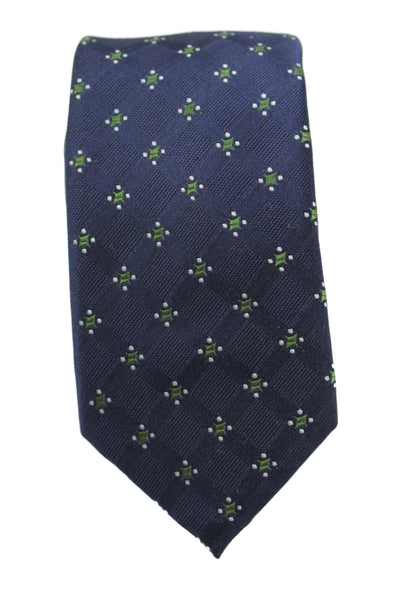 Banana Republic Mens Silk Printed Skinny Necktie Navy Blue Green