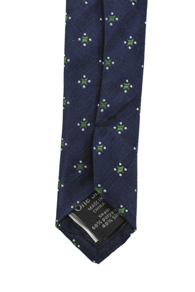 Banana Republic Mens Silk Printed Skinny Necktie Navy Blue Green