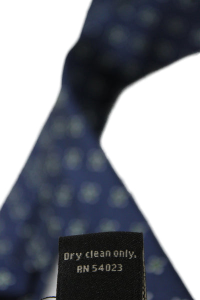 Banana Republic Mens Silk Printed Skinny Necktie Navy Blue Green
