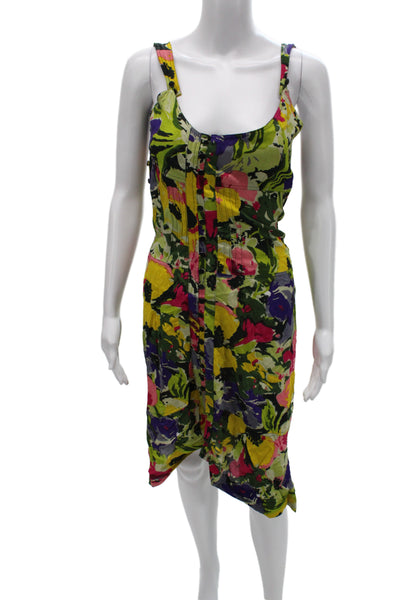 Laurence Bras Womens Tank Dress Green Floral Size 38