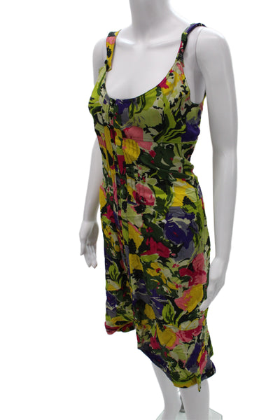 Laurence Bras Womens Tank Dress Green Floral Size 38