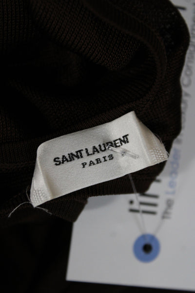 Saint Laurent Women Maxi Tank Dress Brown High Neck Sleeveless Viscose Size XS