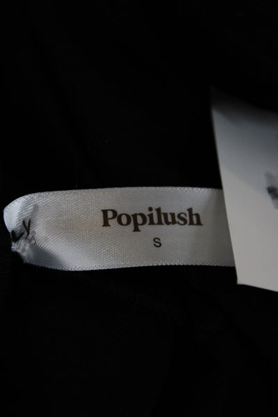 Popilush Womens Bodycon Maxi Dress Black Square Neck Long Sleeve Size S