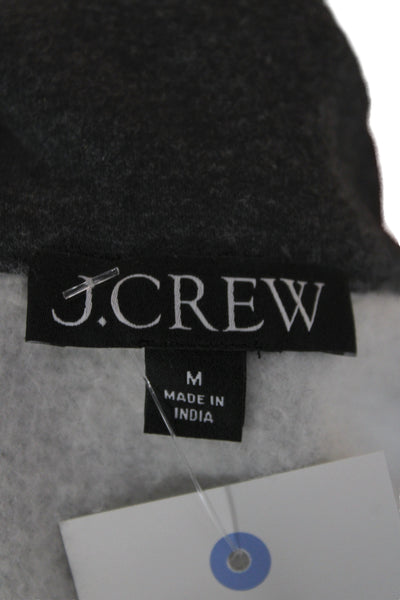 J Crew Unisex Full Zip Cardigan Dark Gray Wool Blend Floral Long Sleeve Size M