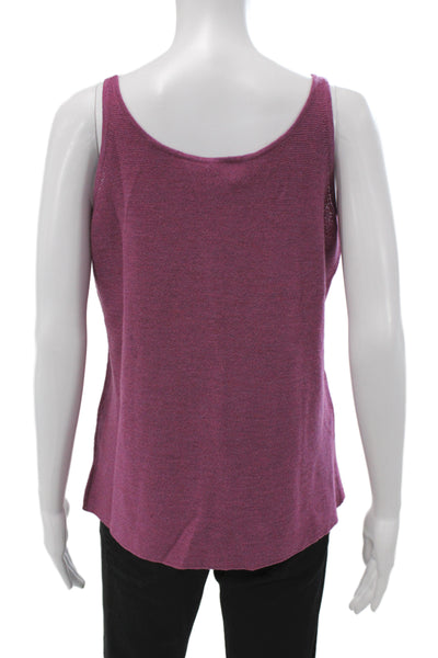 Eileen Fisher Women Purple Wool Sleeveless Round Neck Basic Tank Size M