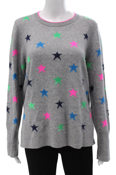 Halogen Unisex Gray 100% Cashmere Pullover Crewneck Stars Size 1
