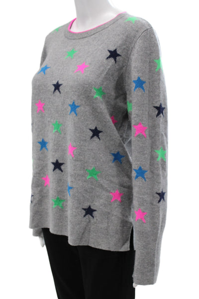 Halogen Unisex Gray 100% Cashmere Pullover Crewneck Stars Size 1