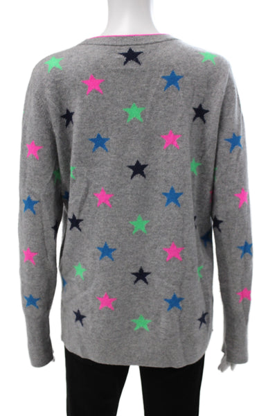 Halogen Unisex Gray 100% Cashmere Pullover Crewneck Stars Size 1