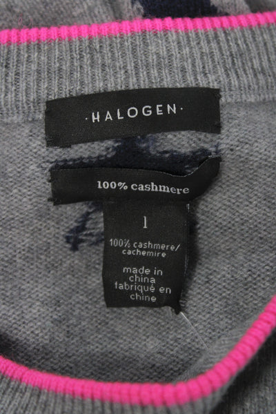 Halogen Unisex Gray 100% Cashmere Pullover Crewneck Stars Size 1