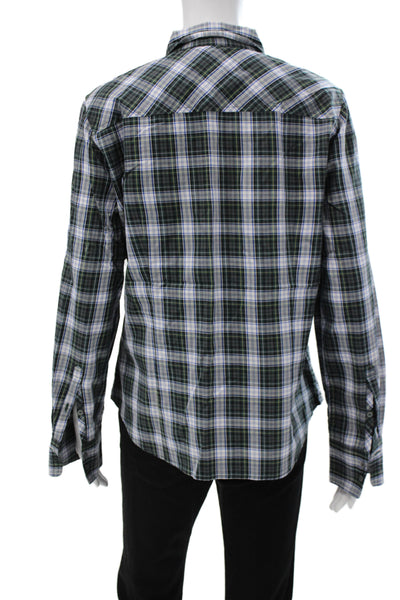 J Crew Women Plaid Collared Long Sleeve 100% Cotton Button-Up Green Size 12